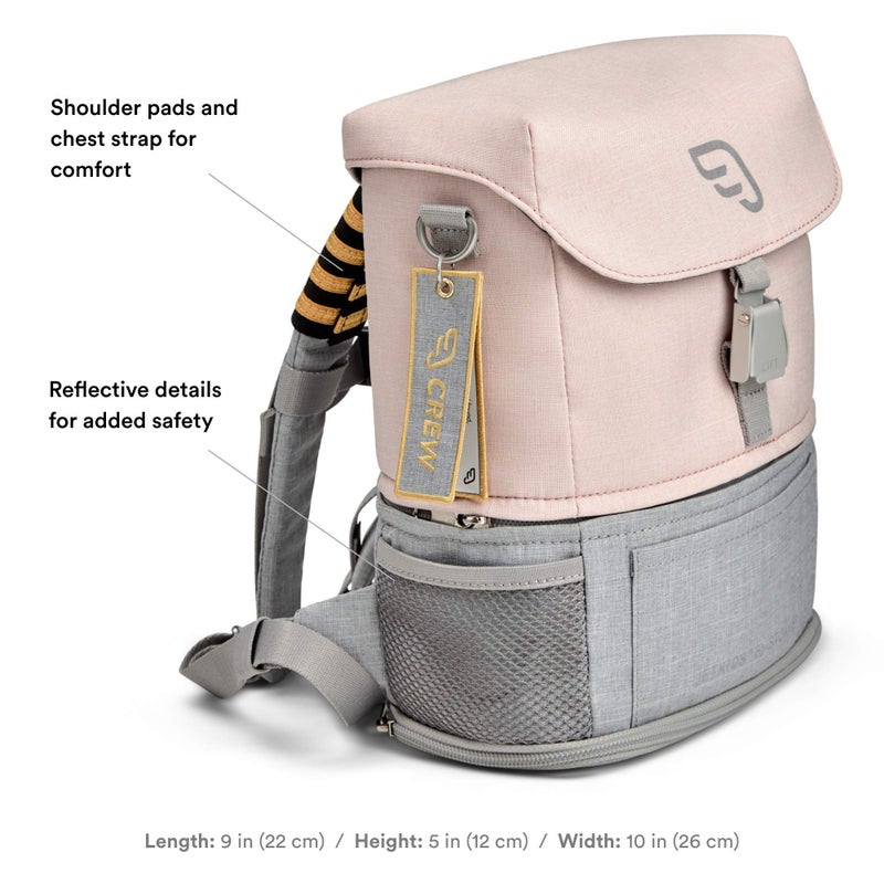 Stokke JetKids BackPack, Pink Lemonade - Expandable Design for Kids 2-7 Years Old - Easy-to-Clean, Water Repellent Fabric - Includes Pull-Out Seat Pad, Name Tag & Detachable Captain Stripes - Image 4